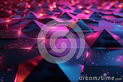 Futuristic technology concept Triangle pixel geometric abstraction with glow background Stock Photo
