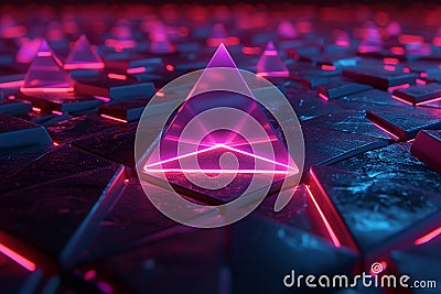 Futuristic technology concept Triangle pixel geometric abstraction with glow background Stock Photo