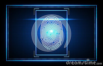 futuristic technology fingerprint, Finger Scan biometrics identification access Vector Illustration