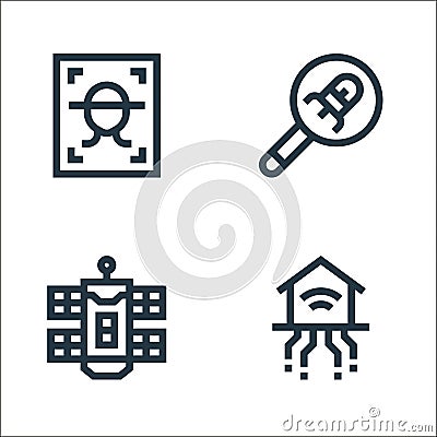 futuristic technology line icons. linear set. quality vector line set such as smarthome, space station, nanotechnology Vector Illustration
