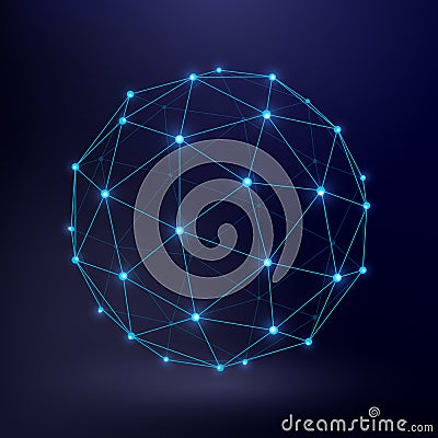 Futuristic technology vector background with wireframe connection circle graphic Vector Illustration