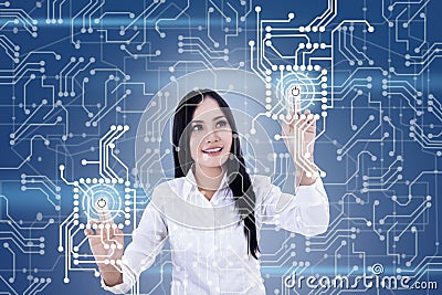 Futuristic touchscreen Stock Photo