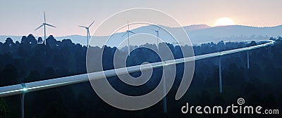 Futuristic traveling concept and renewable energy. High speed tu Stock Photo