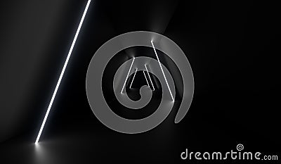 Futuristic tunnel fluorescent lighting. 3d rendering Stock Photo