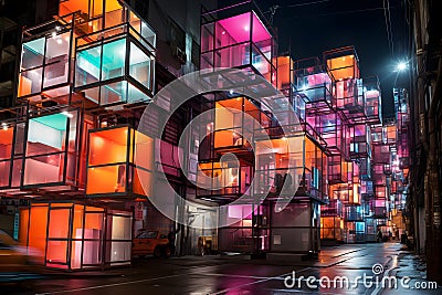 futuristic urban city design - cyberpunk concept - generative AI Stock Photo