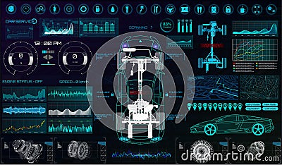 Futuristic user interface. Car service HUD Vector Illustration