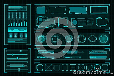 Futuristic user interface digital design on black Vector Illustration