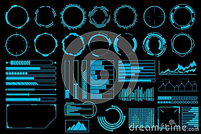 Futuristic user interface elements vector set Vector Illustration