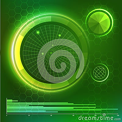 Futuristic user interface. Green HUD elements set Stock Photo