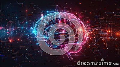 Futuristic Vector of Left and Right Brain: Exploring the Functions of the Two Sides Stock Photo