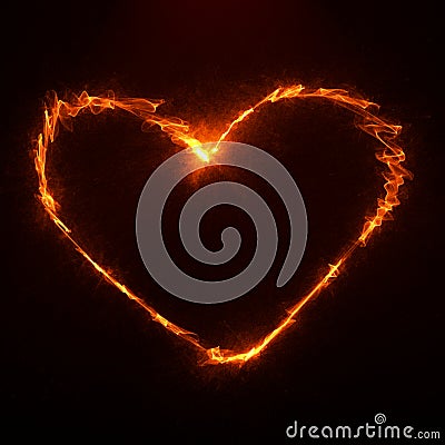 Futuristic Vibrant Fire Heart Silhouette Stock Photo