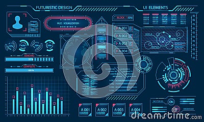 Futuristic Virtual Graphic User Interface, HUD Elements Vector Illustration