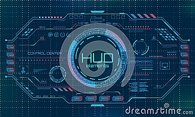 Futuristic Virtual Graphic User Interface, HUD Elements Vector Illustration