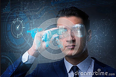 The futuristic vision concept with businessman Stock Photo