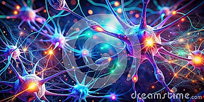 A Futuristic Visualization of Glowing Neural Networks Exploring the Intricate Connections of Artificial Intelligence Stock Photo