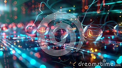 Futuristic Visualization of Quantum Computing in Action Stock Photo