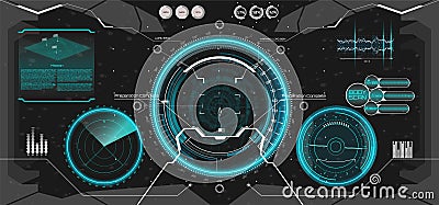 Futuristic VR Head-up Display Design. HUD UI Vector Illustration