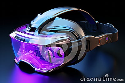 Futuristic VR Headset with Holographics Stock Photo