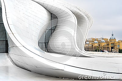 Futuristic walls of Heydar Aliev Center in Baku Editorial Stock Photo