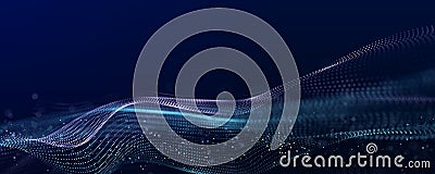 Futuristic wave of musical sounds. Business analytics. Structuring the data flow. 3D rendering Stock Photo