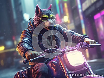 Futuristic werwolf and motorcycle Futuristic werwolf and motorcycle Stock Photo