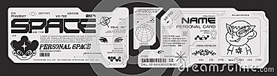 Futuristic y2k technology frame for design.Modern cyber user interface elements Stock Photo