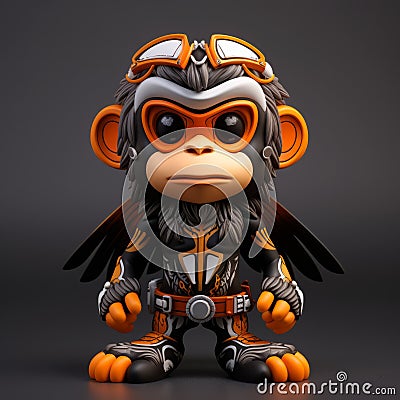 Futuristic Zbrush Toy Monkey With Sunglasses - 32k Uhd Metal Sculpture Stock Photo