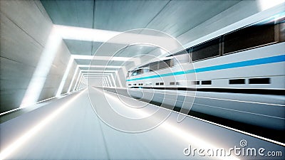 Futuristiskt modernt drev, snabb körning för enskenig järnväg i scifi-tunnelen, coridor Begrepp av framtid Realistisk animering 4 royaltyfri illustrationer Futuristiskt modernt drev, snabb körning för enskenig järnväg i scifi-tunnelen, coridor Begrepp av framtid Realistisk animering 4 royaltyfri illustrationer
