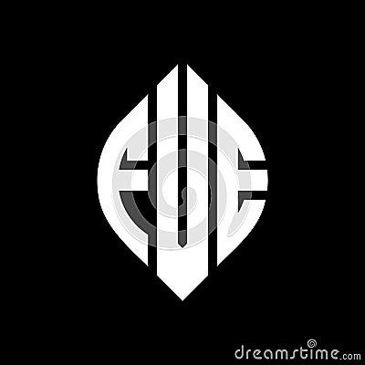 FVE circle letter logo design with circle and ellipse shape. FVE ellipse letters with typographic style. The three initials form a Vector Illustration