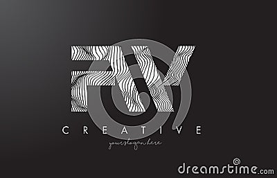 FW F W Letter Logo with Zebra Lines Texture Design Vector. Vector Illustration