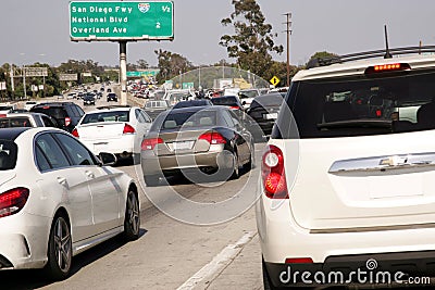 10 Fwy East Traffic Jam Los Angeles Downtown Editorial Stock Photo
