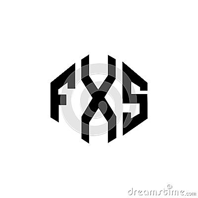 FXS letter logo design with polygon shape. FXS polygon and cube shape logo design. FXS hexagon vector logo template white and Vector Illustration