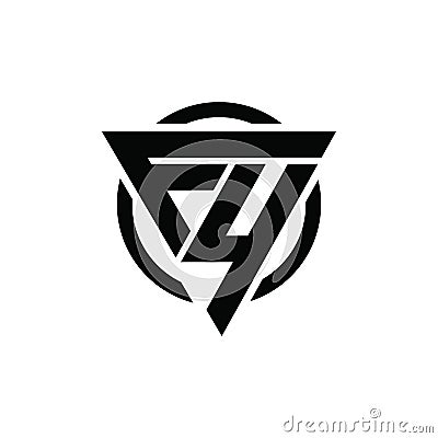 FY YF Trianagle Circle Logo Design Concept for Corporate Company Identity F4 4F Triangle Logo Vector Illustration