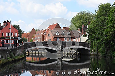 Fye Bridge, River Wensum, Norwich, England Stock Photo