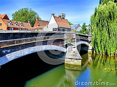 Fye Bridge and River Wensum, Norwich, Norfolk, England Editorial Stock Photo