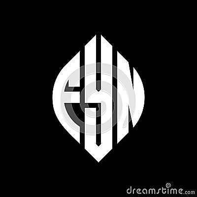 FYN circle letter logo design with circle and ellipse shape. FYN ellipse letters with typographic style. The three initials form a Vector Illustration