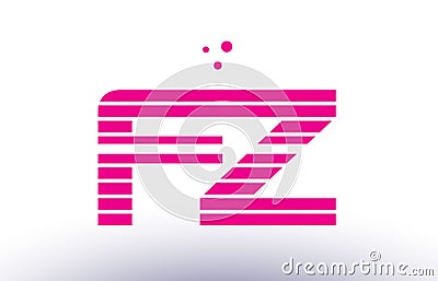 fz f z pink purple line stripe alphabet letter logo vector temp Vector Illustration