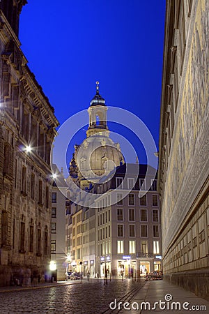 FÃ¼rstenzug mit Blick auf die Frauenkirche Editorial Stock Photo