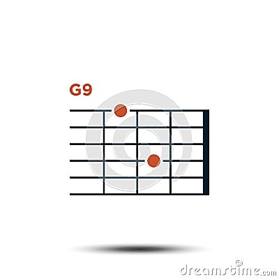 G9, Basic Guitar Chord Chart Icon Vector Template Vector Illustration