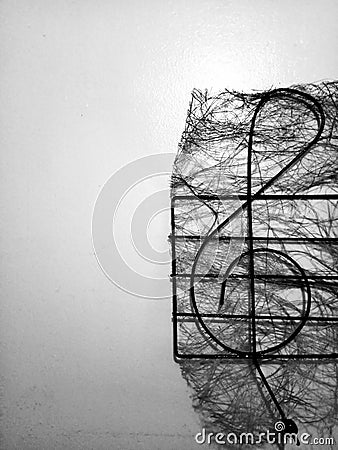 G-clef on the wall Stock Photo