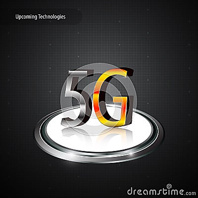 5g communication telecoms metallic logo technology innovation concept Vector Illustration