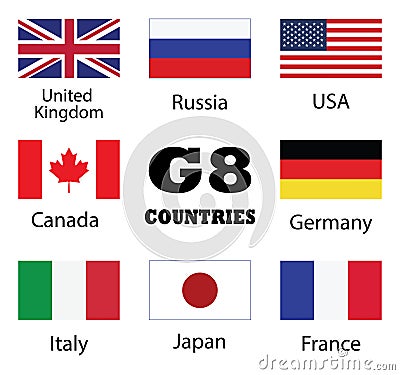 G8 Countries flag collection. Vector Illustration