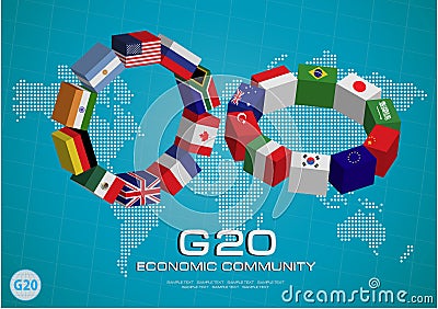 G20 countries flags or flags of the world element design Cartoon Illustration