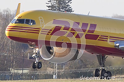 Vilnius/Lithuania April 23, 2020 G-DHKU DHL AIR BOEING 757-200F Editorial Stock Photo