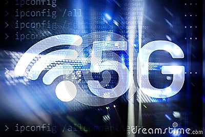 5G Fast Wireless internet connection Communication Mobile Technology concept Stock Photo