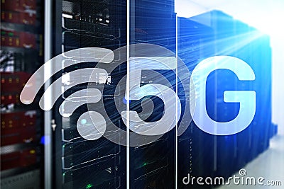 5G Fast Wireless internet connection Communication Mobile Technology concept Stock Photo