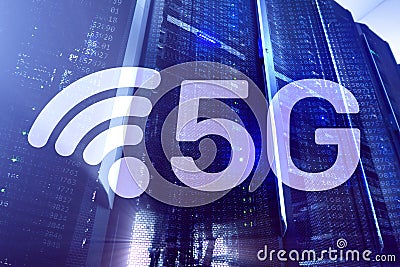 5G Fast Wireless internet connection Communication Mobile Technology concept Stock Photo