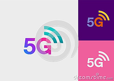 5G-Fifth generation wireless network technology logo Vector Illustration