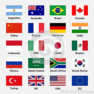 G-20 flags Vector Illustration