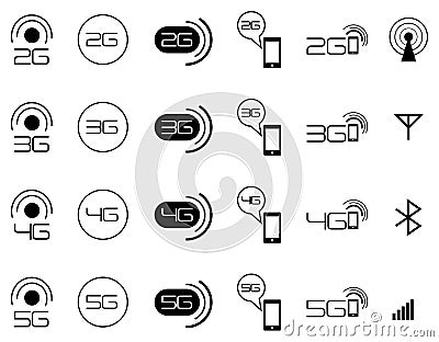 2G 3G 4G mobile network icons Vector Illustration